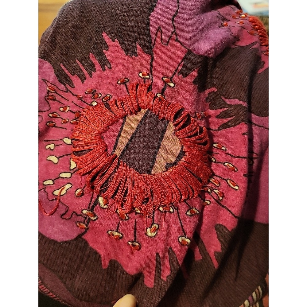 Desigual Embroidered Top Purple Floral Boho Size Large Read - Picture 6 of 6